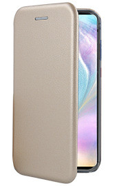 Луксозен кожен калъф тефтер ултра тънък Wallet FLEXI и стойка за Huawei P30 ELE-L29 златист 